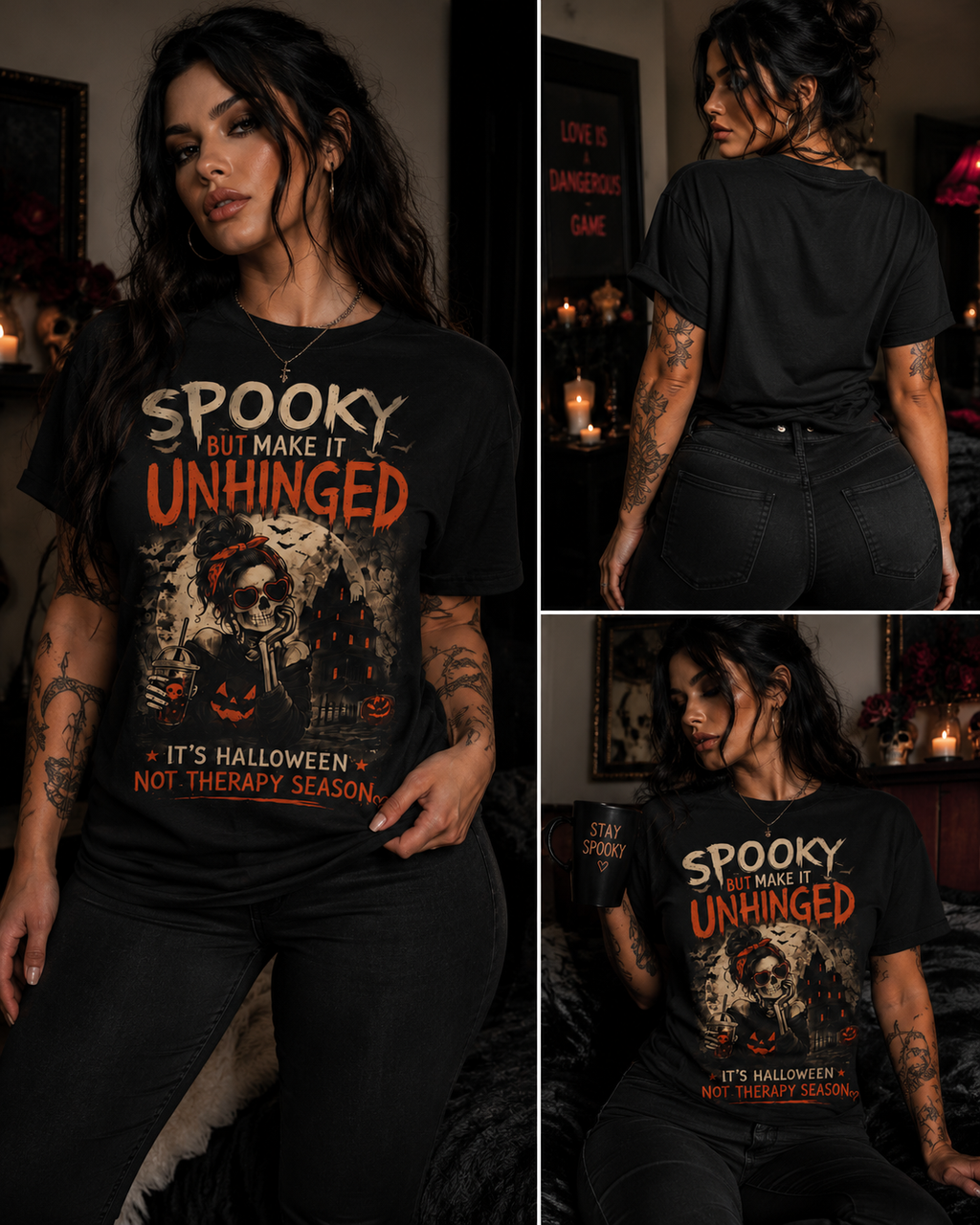 Copy of Spooky But Make It Unhinged T-Shirt | Halloween Skeleton Forest Tee