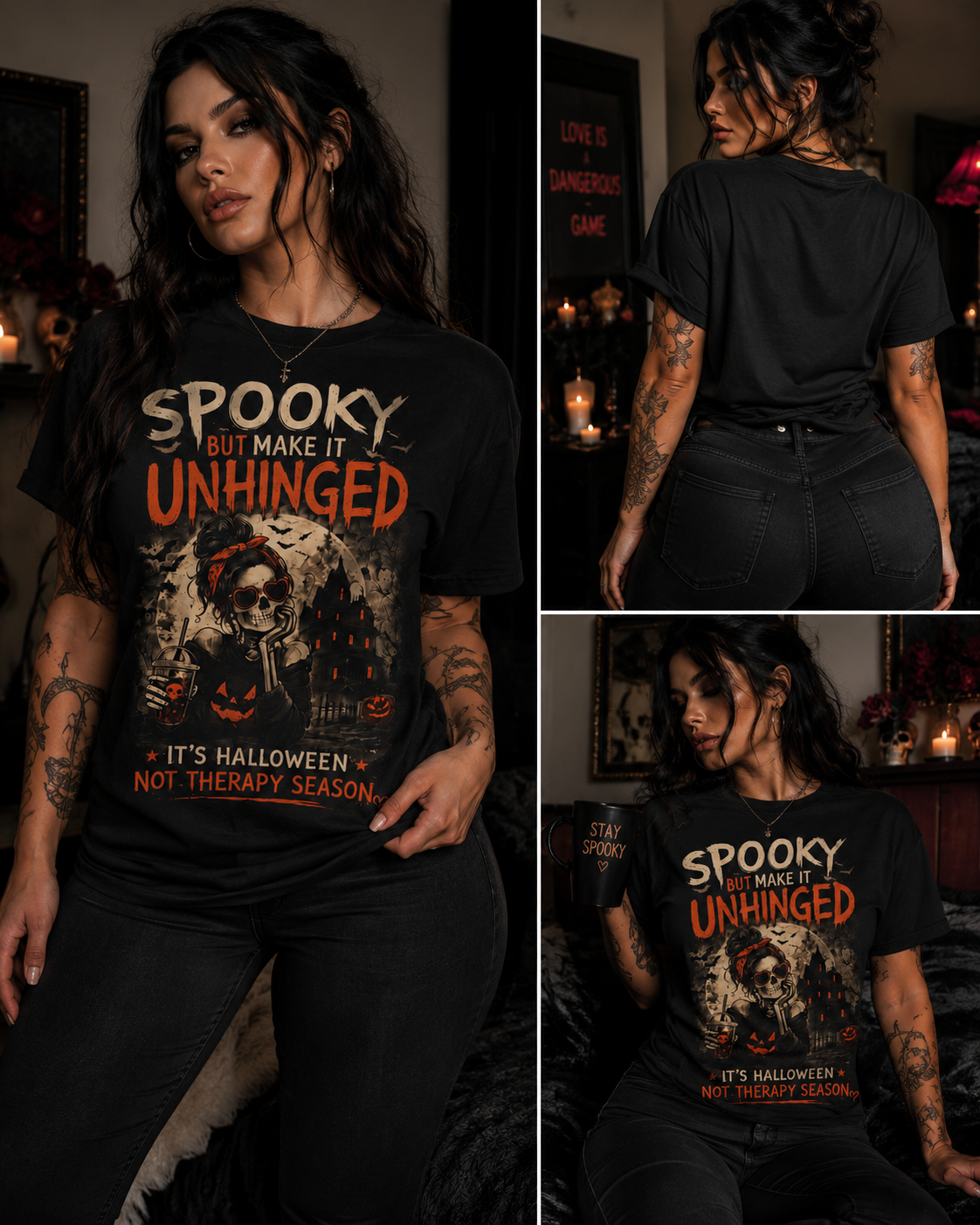 Copy of Spooky But Make It Unhinged T-Shirt | Halloween Skeleton Forest Tee