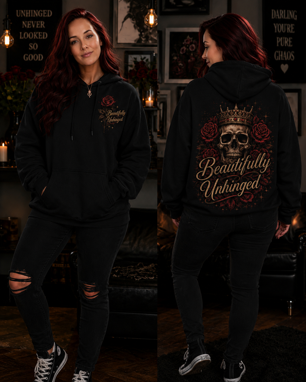 Beautifully Unhinged Skull Crown Hoodie