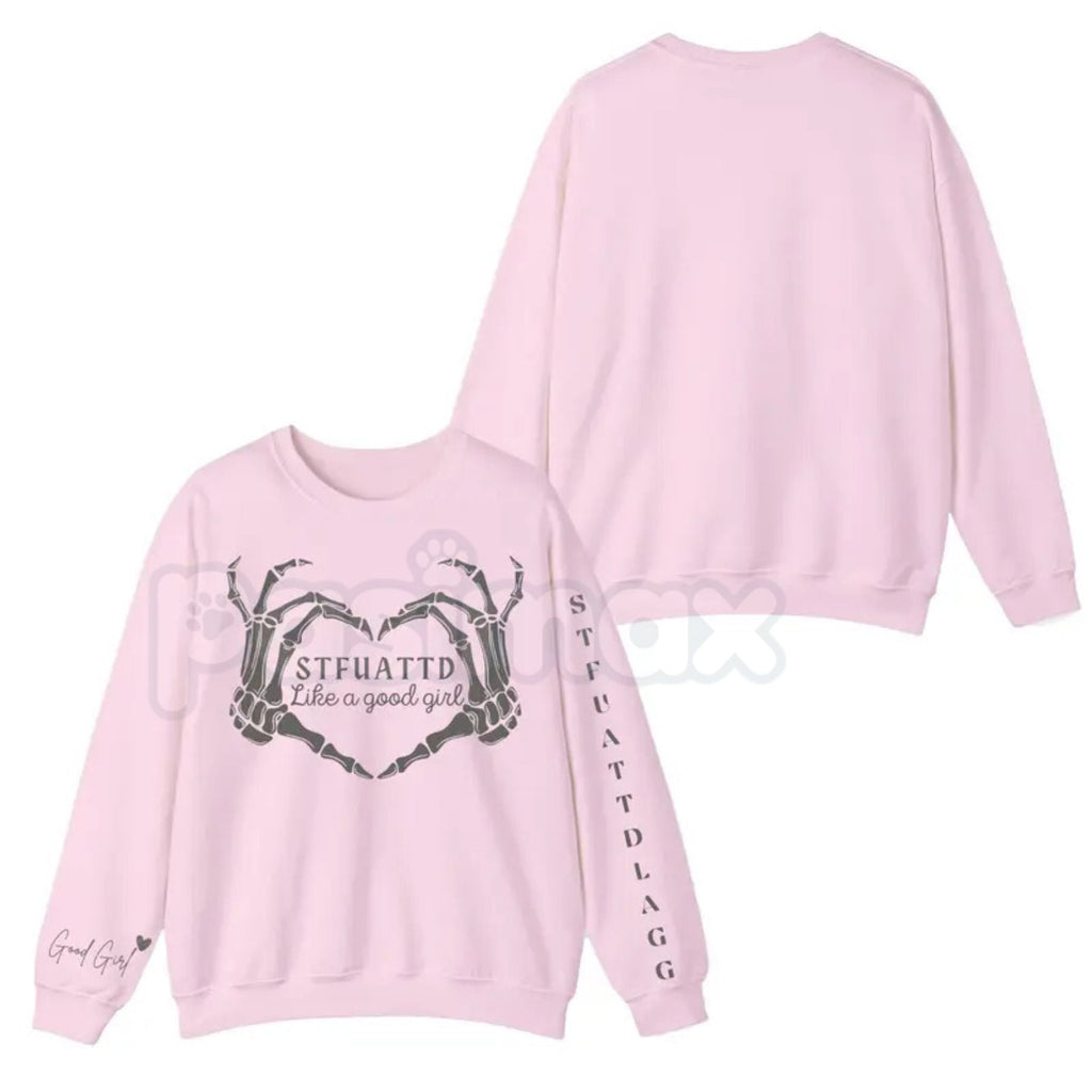 STFUATTDLAGG Gothic Sweatshirt | Dark Romance Trope Jumper | Like A Good Girl Bookish Aesthetic Crewneck | Smutty Book Club Apparel