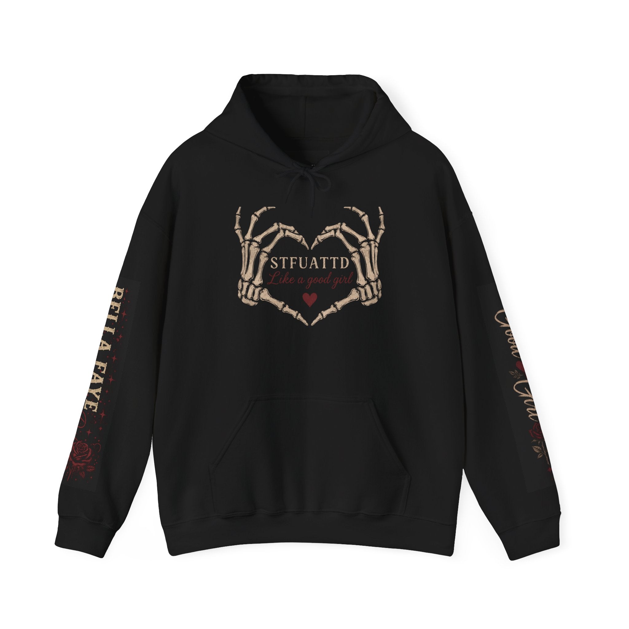 Skeleton Heart Hoodie — Bella Fave "STFUATTD" Gothic Grunge Pullover