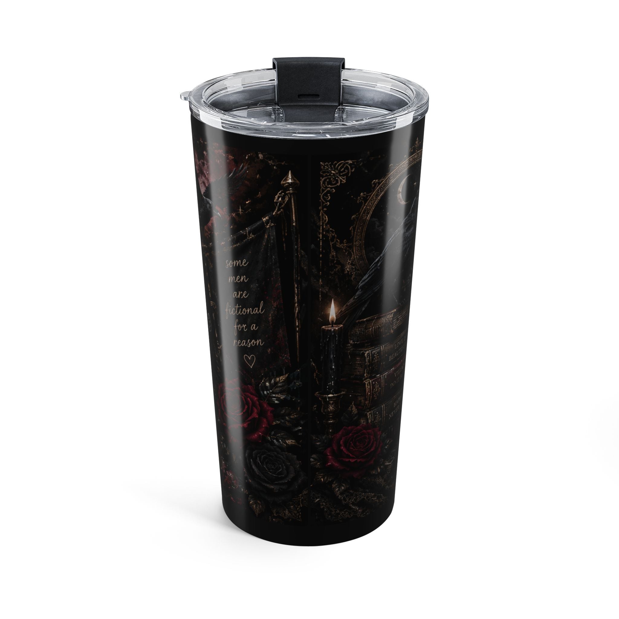 Books, Coffee & Red Flags 20oz Tumbler — Gothic Reader Travel Mug
